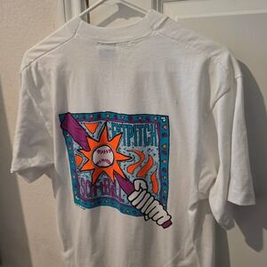 Vintage 1992 MIAA Fastpitch Softball Shirt Mens L White Screen Stars 90s Neon